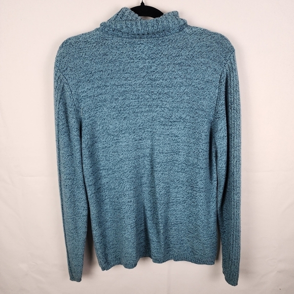 Sundance Teal Blue Marled Ribbed Turtleneck Pullover Sweater Silk Blend Size XL - Picture 2 of 6
